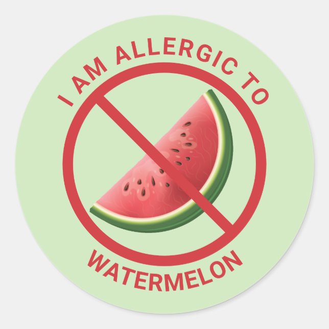 Watermelon Fruit Slice On Green Allergy Awareness Classic Round Sticker (Front)