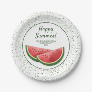 Watermelon Fruit Slices Family Summer Party Paper Plate