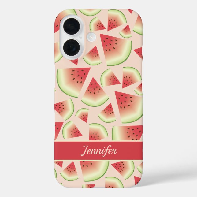 Watermelon Fruit Slices Pattern &  Custom Name Case-Mate iPhone Case (Back)