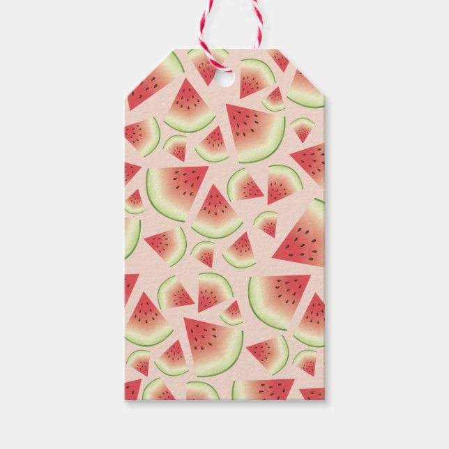 Watermelon Fruit Slices Pattern Gift Tags (Front)