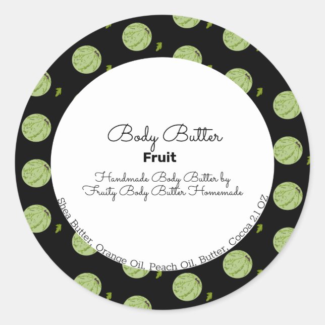 Watermelon Fruit Whole Body Butter Bath Branding Classic Round Sticker (Front)