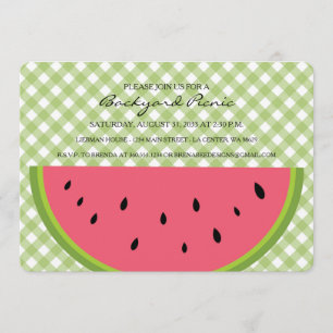Watermelon Gingham Picnic Invitation