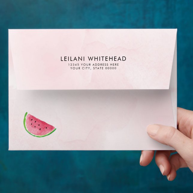 Watermelon Girl Baby Shower Watercolor Envelope (Hand)