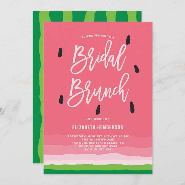 Watermelon Gradient Modern Bridal Brunch Invitation (Front/Back)