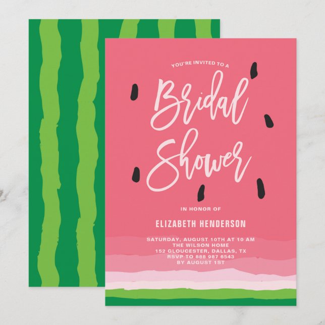 Watermelon Gradient Modern Bridal Shower Invitation (Front/Back)
