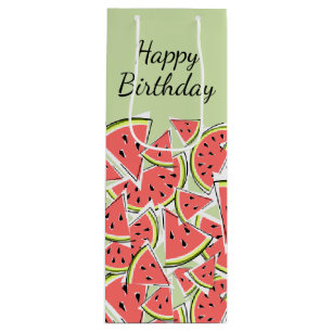 Watermelon Green Happy Birthday Wine Gift Bag