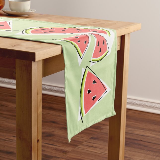 Watermelon Green Line table runner (In Situ)
