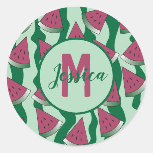 Watermelon green monogram sticker