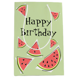 Watermelon Green Pieces Birthday Medium Gift Bag