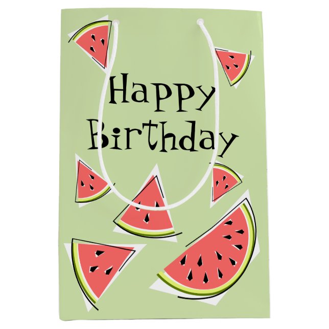 Watermelon Green Pieces Birthday Medium Gift Bag (Front)