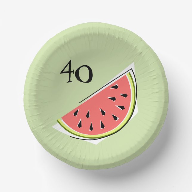 Watermelon Green slice 40 Age  Paper Plate (Front)