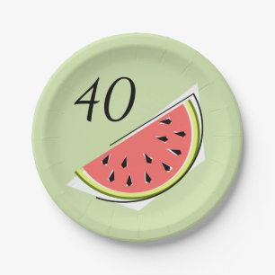 Watermelon Green slice 40 Age paper plates