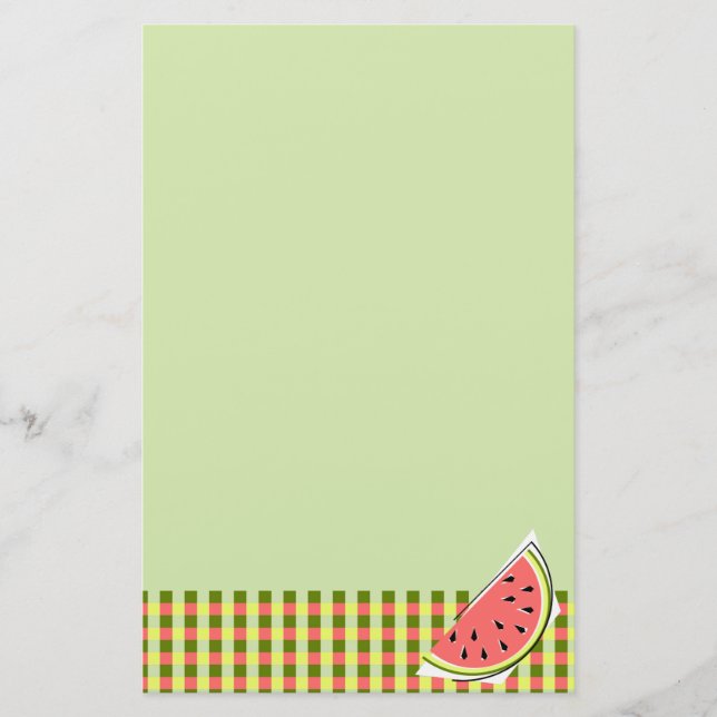 Watermelon Green Slice Check stationery (Front)