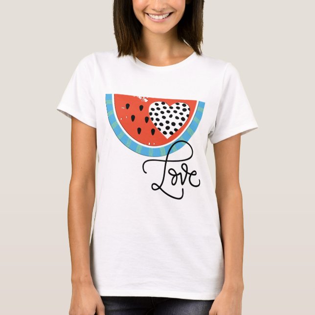 Watermelon Heart Love Fruit Pool Party Swim T-Shirt (Front)