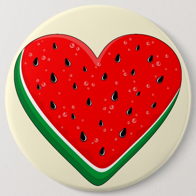 Watermelon Heart Valentine's Day Free Palestine 6 Cm Round Badge (Front)