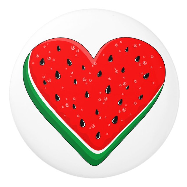 Watermelon Heart Valentine's Day Free Palestine Ceramic Knob (Front)