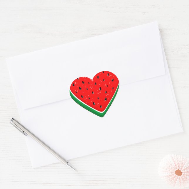 Watermelon Heart Valentine's Day Free Palestine Heart Sticker (Envelope)