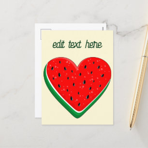 Watermelon Heart Valentine's Day Free Palestine Holiday Postcard