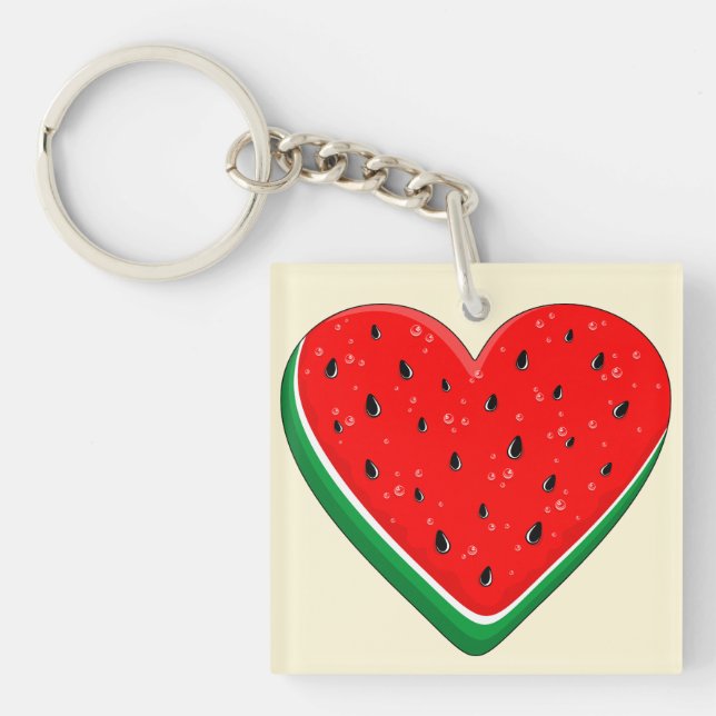 Watermelon Heart Valentine's Day Free Palestine Key Ring (Front)