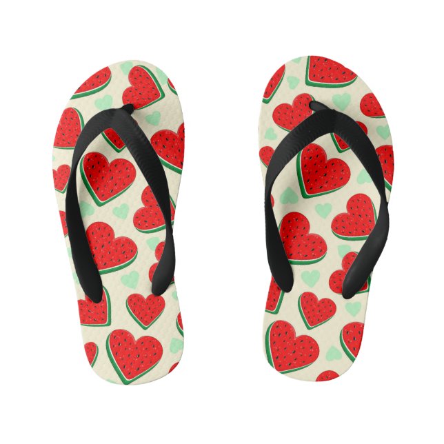 Watermelon Heart Valentine's Day Free Palestine Kid's Flip Flops (Footbed)
