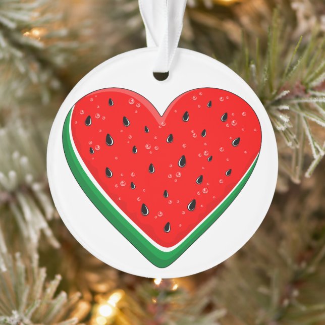 Watermelon Heart Valentine's Day Free Palestine Ornament (Tree)