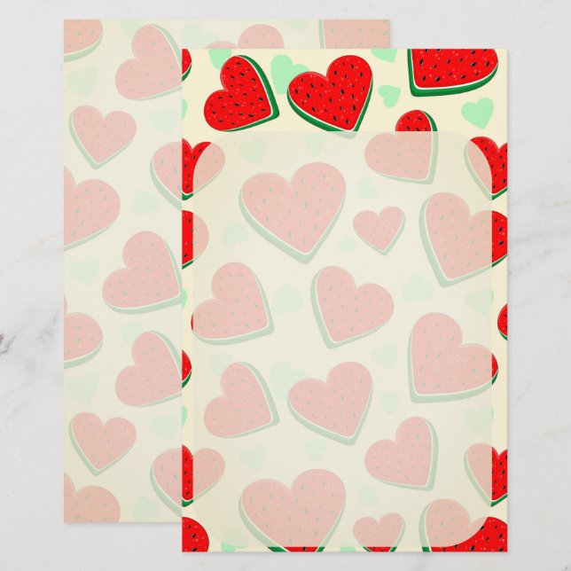 Watermelon Heart Valentine's Day Free Palestine Stationery (Front/Back)