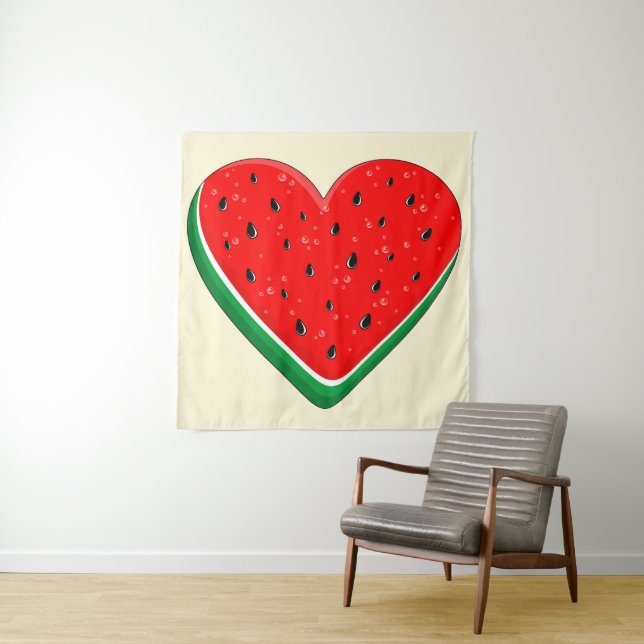 Watermelon Heart Valentine's Day Free Palestine Tapestry (In Situ)