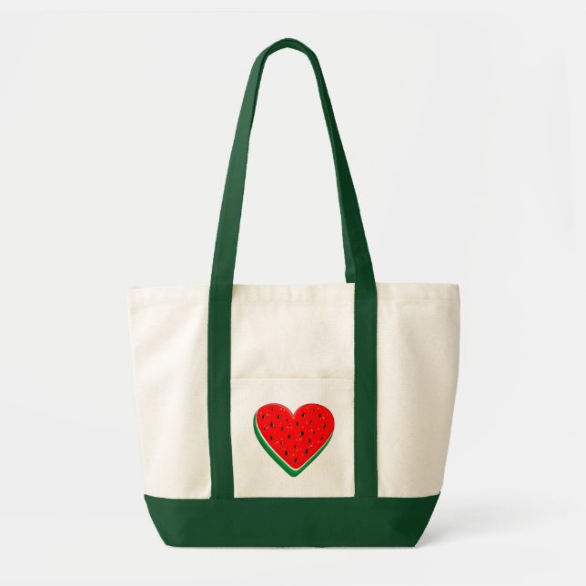 Watermelon Heart Valentine's Day Free Palestine Tote Bag (Front)