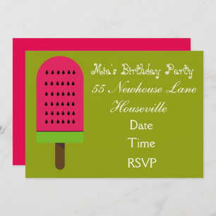 Watermelon ice-block popsicle girl Party Invitation