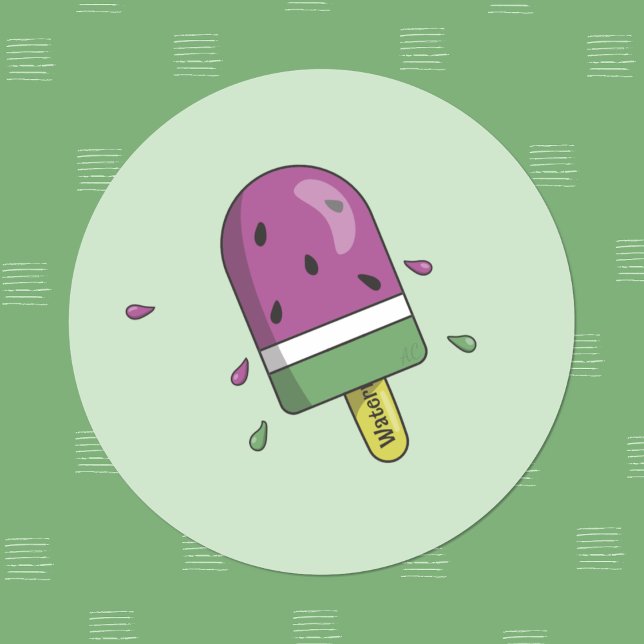 Watermelon Ice Cream Bar Kid Stickers (Fun kid round summer stickers featuring a watermelon ice cream bar . )