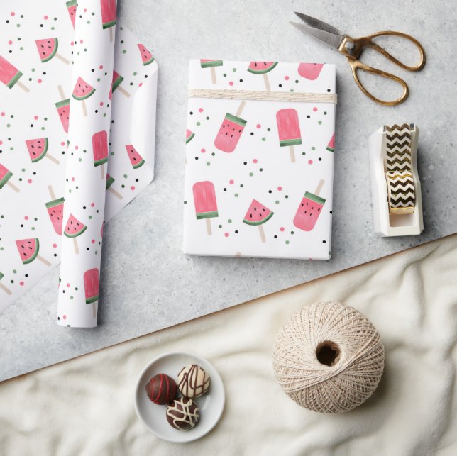Watermelon Ice Cream Bars Pattern Birthday  Wrapping Paper (Crafts)