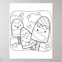 Watermelon Ice Cream - Colouring Page
