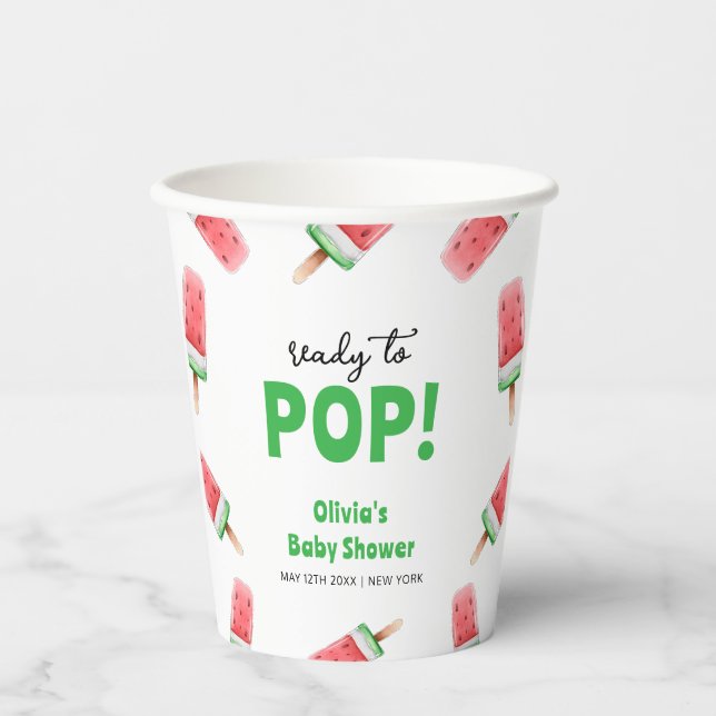 Watermelon Ice Cream Popcicle Baby Shower Paper Cups (Front)