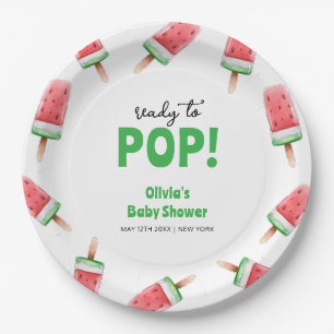 Watermelon Ice Cream Popcicle Baby Shower Paper Plate