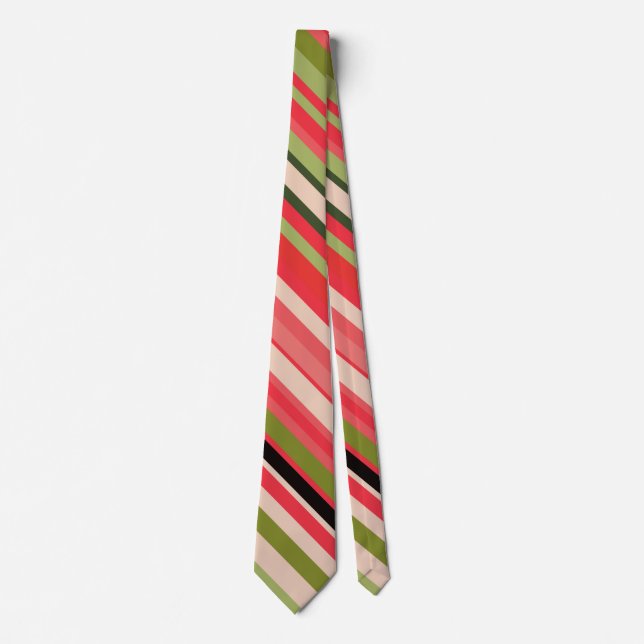 Watermelon-Inspired Stripes Tie (Front)