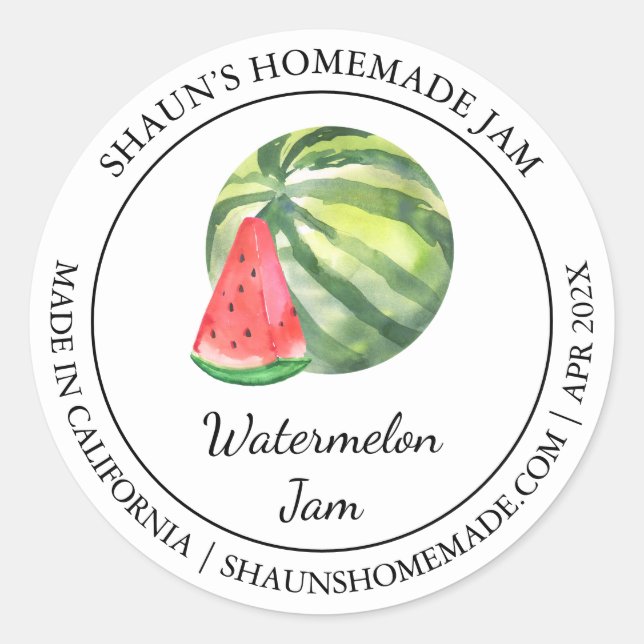 Watermelon Jam Modern label (Front)