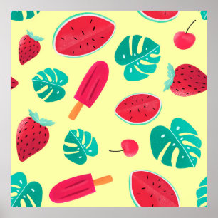 Watermelon leaves strawberry poster