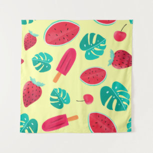 Watermelon leaves strawberry tapestry