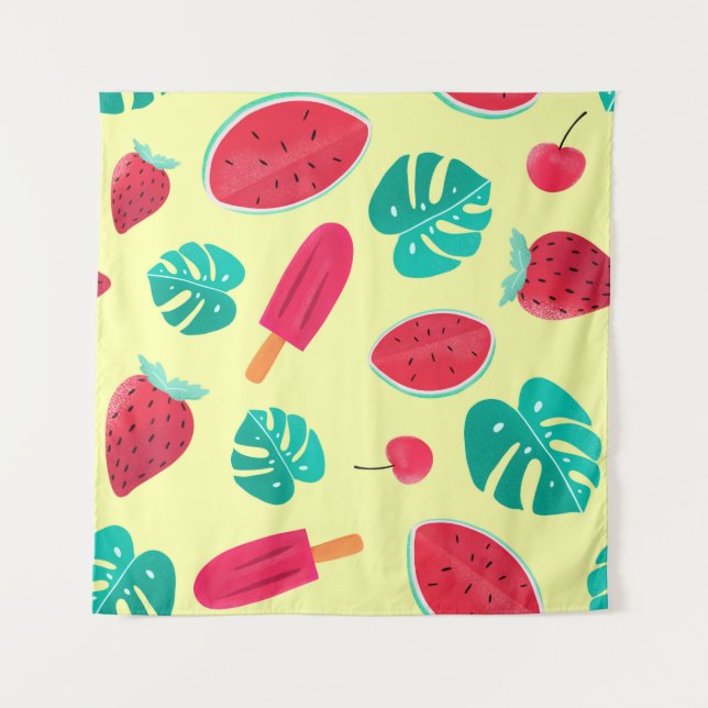 Watermelon leaves strawberry tapestry (Front)