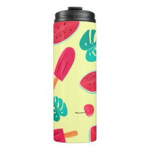 Watermelon leaves strawberry thermal tumbler