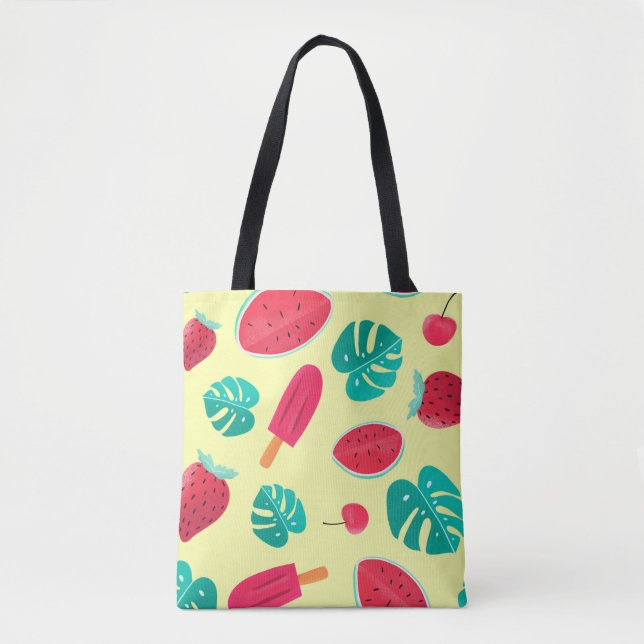 Watermelon leaves strawberry tote bag (Front)