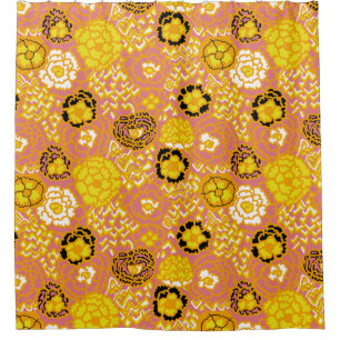 Watermelon Lemon Gold Shower Curtain