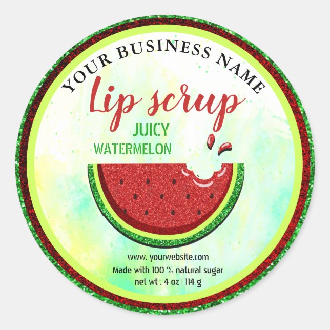 watermelon lip scrub classic round sticker (Front)