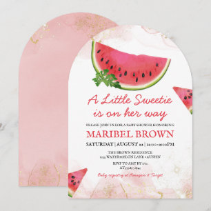 Watermelon Little Sweetie Baby Shower Pink Invitation