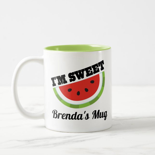 Watermelon Lover Personalised Gift Two-Tone Coffee Mug (Left)