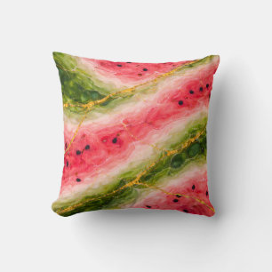 Watermelon Marble with Gold Veining Cushion