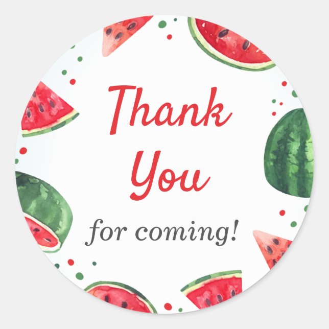 Watermelon Melon Summer Party Thank You Gift Favou Classic Round Sticker (Front)