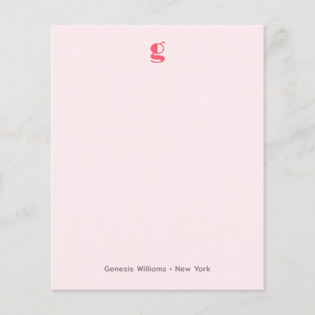 Watermelon Modern Monogram Name Budget Note Card (Front)