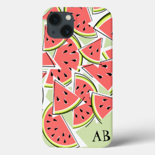 Watermelon Monogram green iPad Mini case vertical