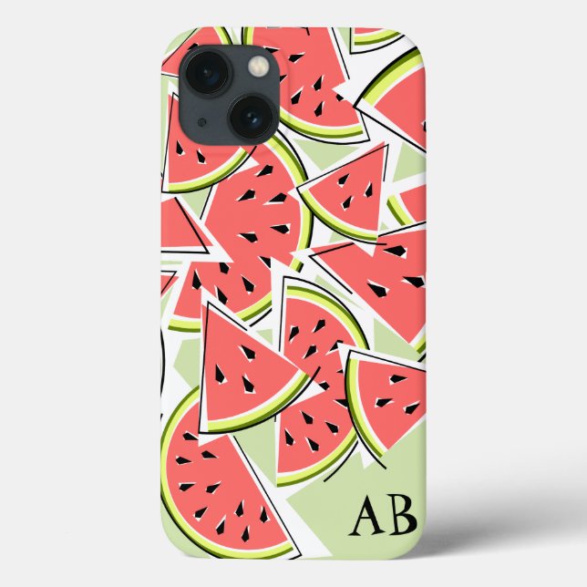 Watermelon Monogram green iPad Mini case vertical (Back)